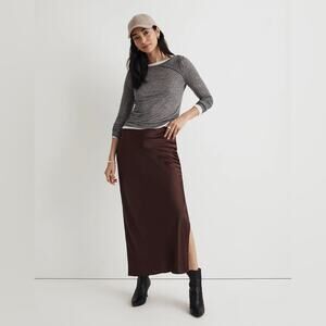 Madewell Cherry Wood Satin Maxi Slip Skirt Size 4 NN575